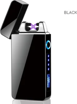 Merkloos Cuberna Elektrische Plasma USB Aansteker Met Batterij Indicator Ice Black - Wind En Storm Bestendig - Geschikt Voor Kaarsen, Vuurwerk, Sigaretten En BBQ -Grillmeesters Goedkope Winkel 891x1200