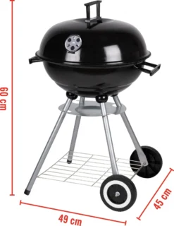 BBQ Collection Houtskoolbarbecue - Kogelbarbecue 45 X 60 Centimeter - Ronde Barbecue - Barbecue Op Wielen - Zwart - Metaal -Grillmeesters Goedkope Winkel 925x1200