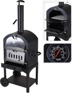 Merkloos MaxxGarden Pizza Oven - Smoker Barbecue Houtskool 45 X 65 X 158cm