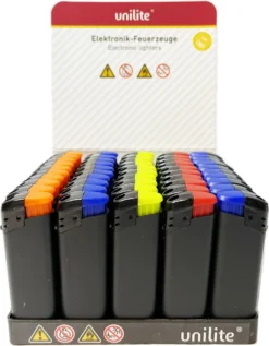 Klik Aanstekers 50 Stuks In Tray Navulbaar - Vio Deal Electronic Aansteker - Unilite Lighters