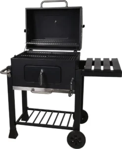 Houtskool BBQ Op Wielen + Tafel | Mat Zwart - X86000060